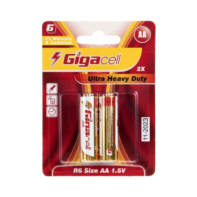 باتری قلمی AA برند Gigacell مدل Ultra Heavy Duty کارتی بسته 2عددی